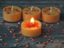 Load image into Gallery viewer, Carnelian Gemstone Tealights - Unscented Orange Tealight Soy Candles