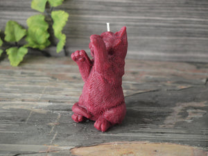 Standing Cat Candle - Unscented Burgundy Soy Candle - Custom Decorative Candle - Loverin Crafts