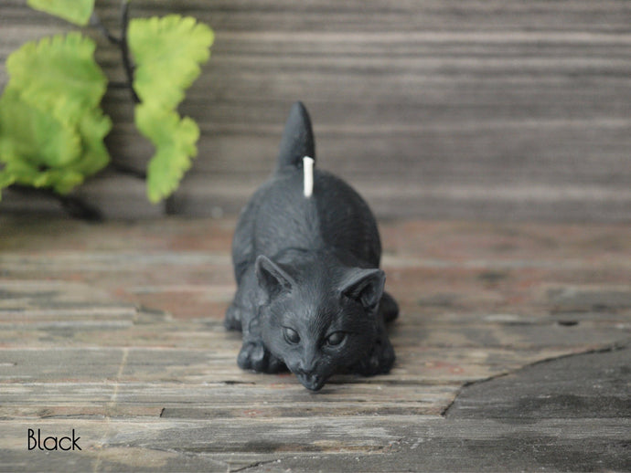 Hissing Cat Candle - Unscented Black Soy Candle - Custom Decorative Candle - Loverin Crafts