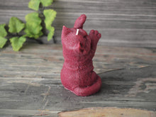 Load image into Gallery viewer, Standing Cat Candle - Unscented Burgundy Soy Candle - Custom Decorative Candle - Loverin Crafts