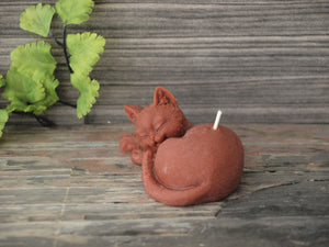 Sleeping Cat Candle - Unscented Brown Soy Candle - Custom Decorative Candle - Loverin Crafts