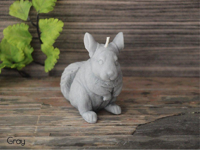 Chinchilla Candle - Unscented Gray Soy Candle - Custom Decorative Candle - Loverin Crafts