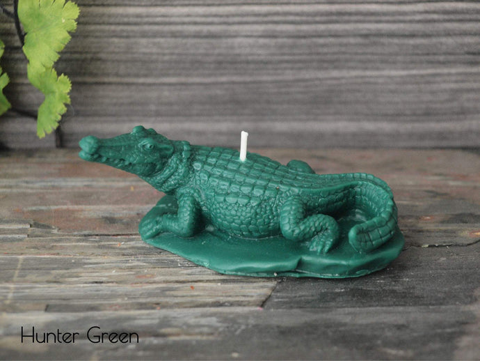 Crocodile Candle - Unscented Green Soy Candle - Custom Decorative Candle - Loverin Crafts