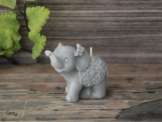 Elephant Candle - Unscented Gray Soy Candle - Custom Decorative Candle - Loverin Crafts
