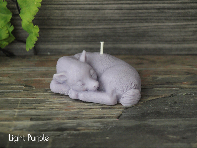 Sleeping Deer Candle - Unscented Light Purple Soy Candle - Custom Decorative Candle - Loverin Crafts