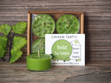 Load image into Gallery viewer, Peridot Gemstone Tealights - Unscented Green Tealight Soy Candles