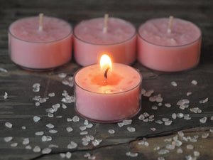 Rose Quartz Gemstone Tealights - Unscented Pink Tealight Soy Candles