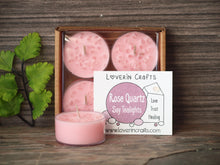 Load image into Gallery viewer, Rose Quartz Gemstone Tealights - Unscented Pink Tealight Soy Candles