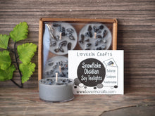 Load image into Gallery viewer, Snowflake Obsidian Gemstone Tealights - Unscented Gray Tealight Soy Candles